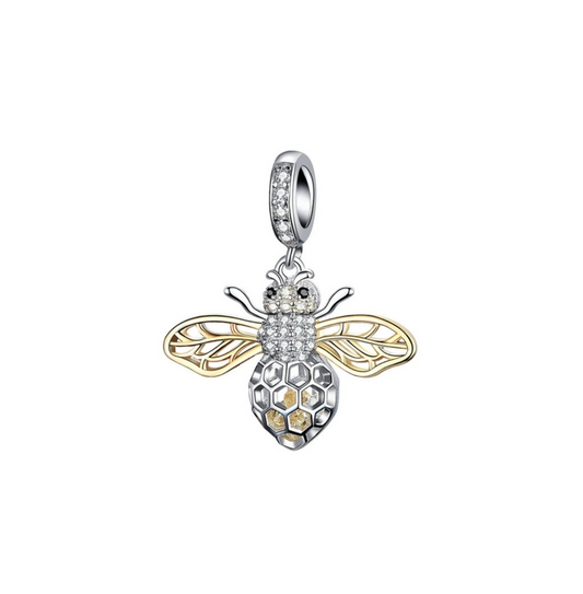 Cubic Zirconia Sterling Silver Bee Charm