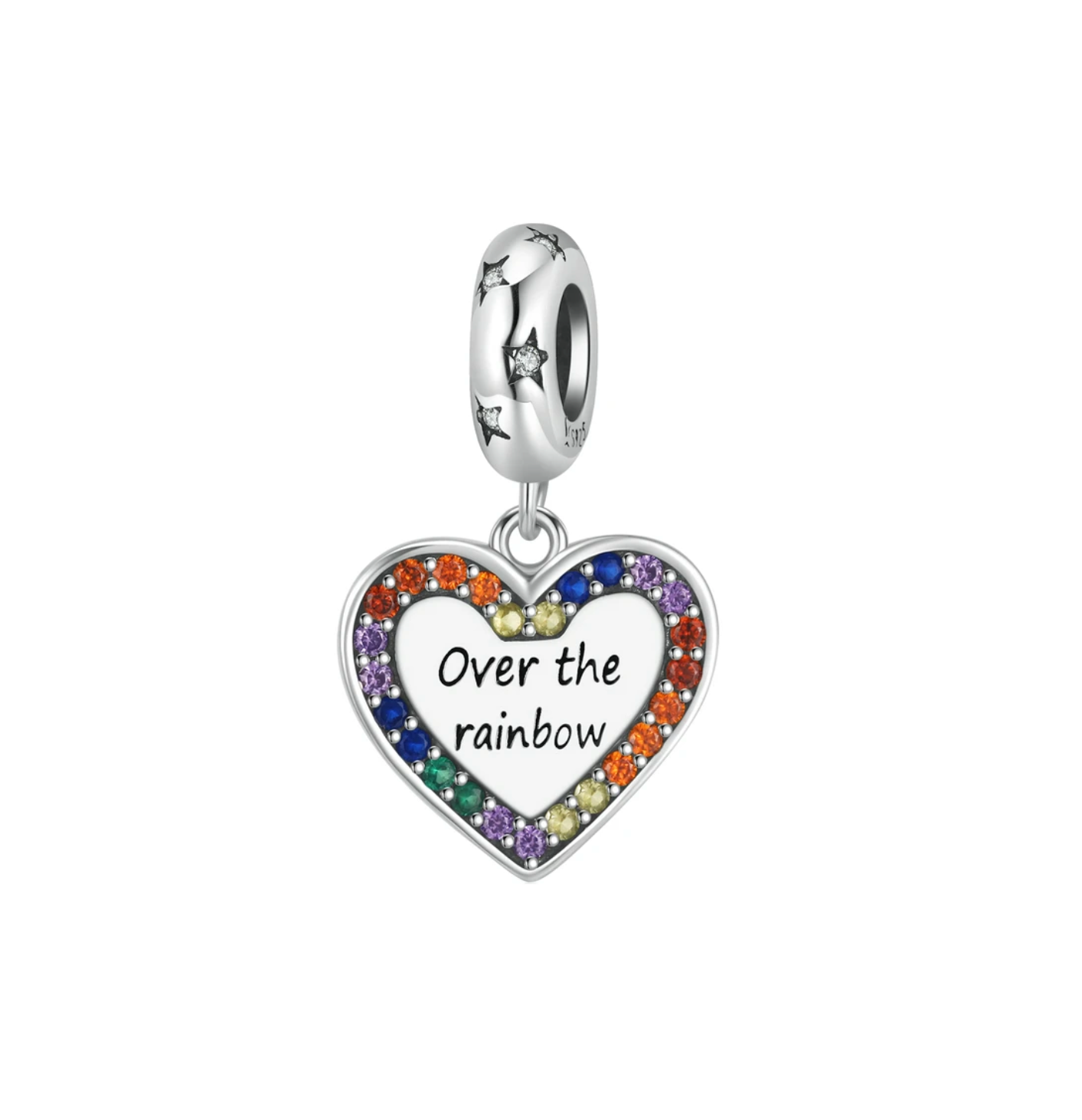 Cubic Zirconia & Sterling Silver 'Over The Rainbow' Heart Charm