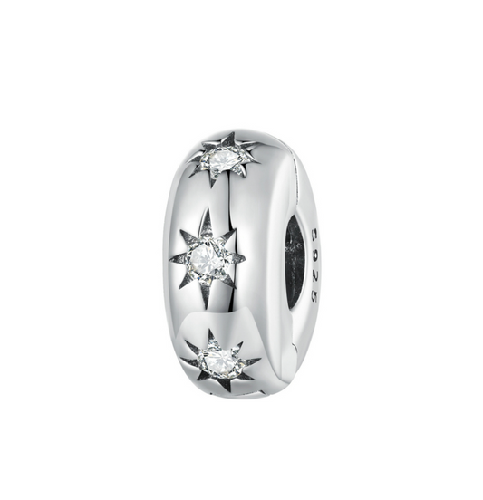 Cubic Zirconia & Sterling Silver Star Bright Rondelle Charm