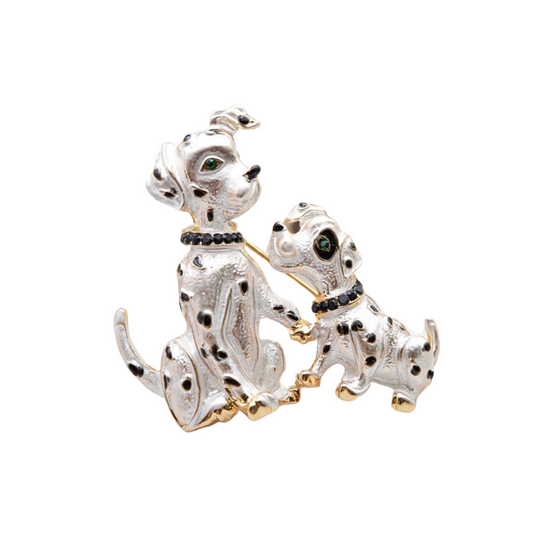 Black White Dalmatian Dogs Brooch