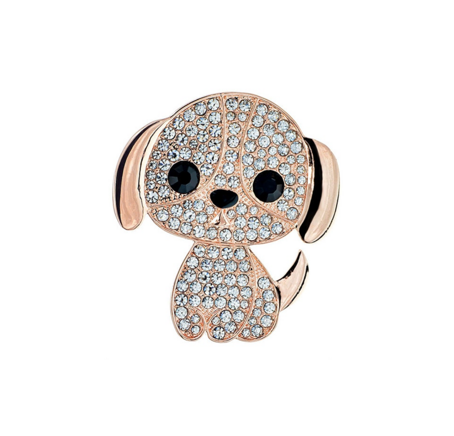 Rose Goldtone Crystal Pave Dog Brooch