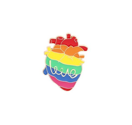 Rainbow Heart Love Pin Brooch