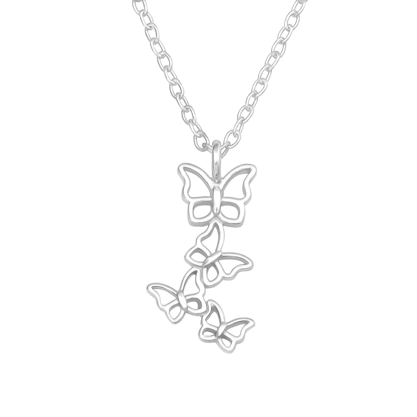 Sterling Silver Butterflies Pendant Necklace