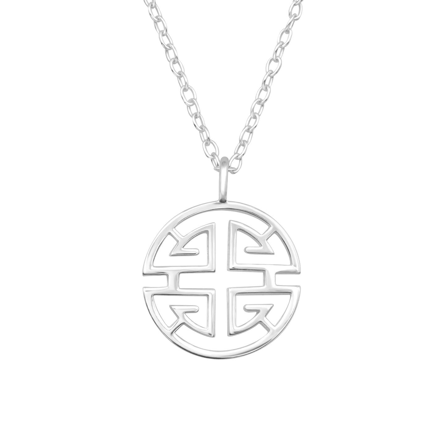 Sterling Silver 18k Gold-Plated Round Maze Pendant