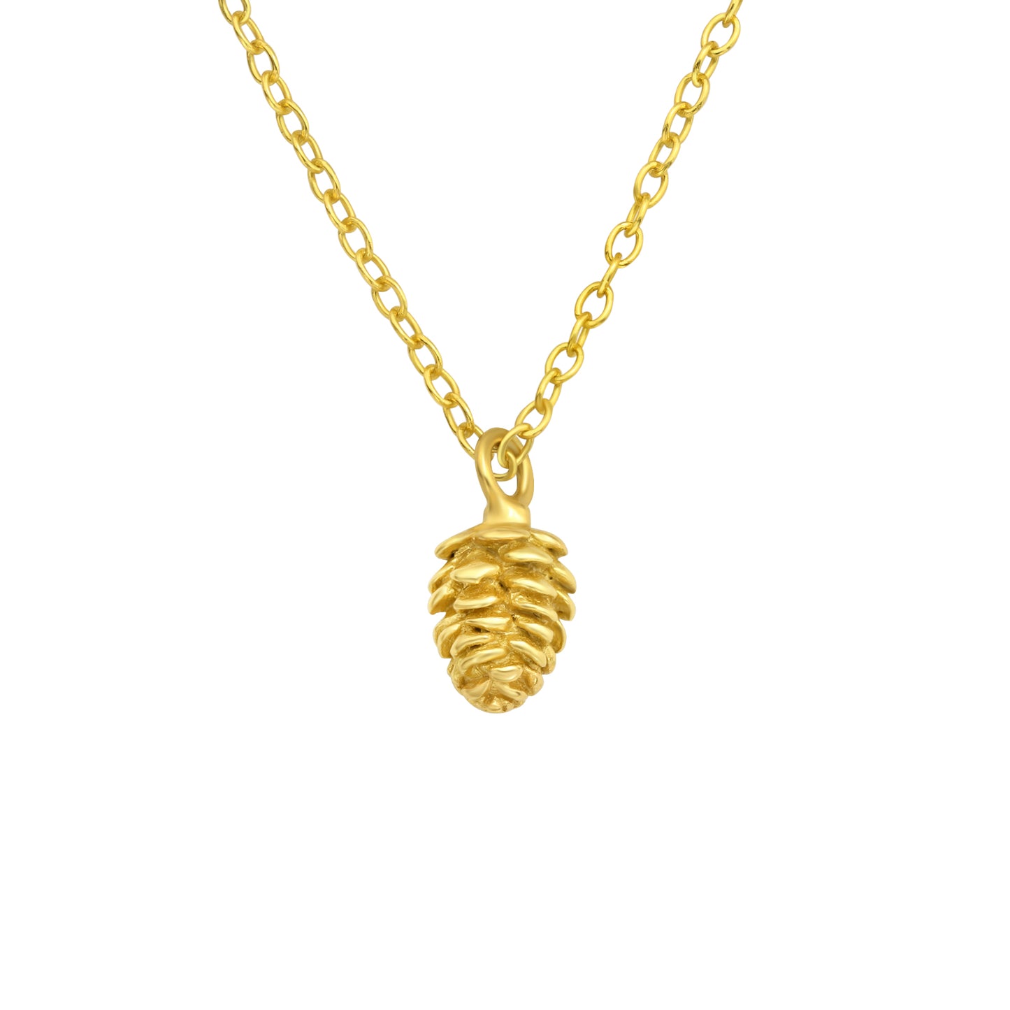 Sterling Silver 18k Gold-Plated Pine Cone Pendant Necklace