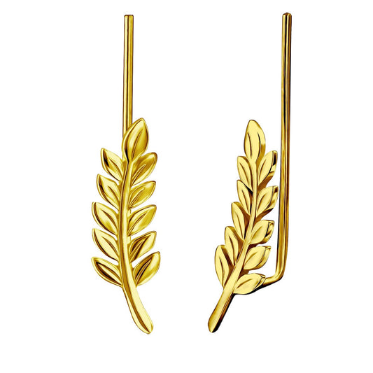 Sterling Silver 18k Gold-Plated Branch Ear Climbers Earrings