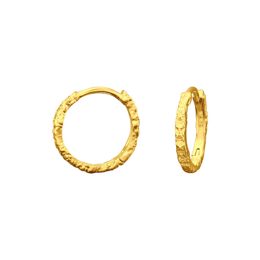 Sterling Silver Gold-Plated Hammered Hoop Earrings