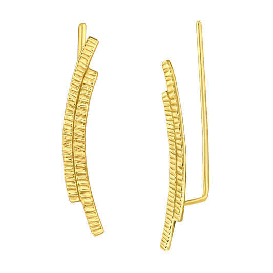 Goldtone Dual Bar Hammered Threader Earrings