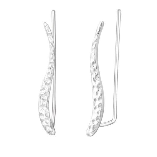 Sterling Silver Hammered Curved Ear Climbers