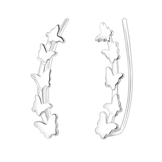 Sterling Silver Butterflies Ear Climbers