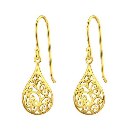 Goldtone Filigree Teardrop Earrings