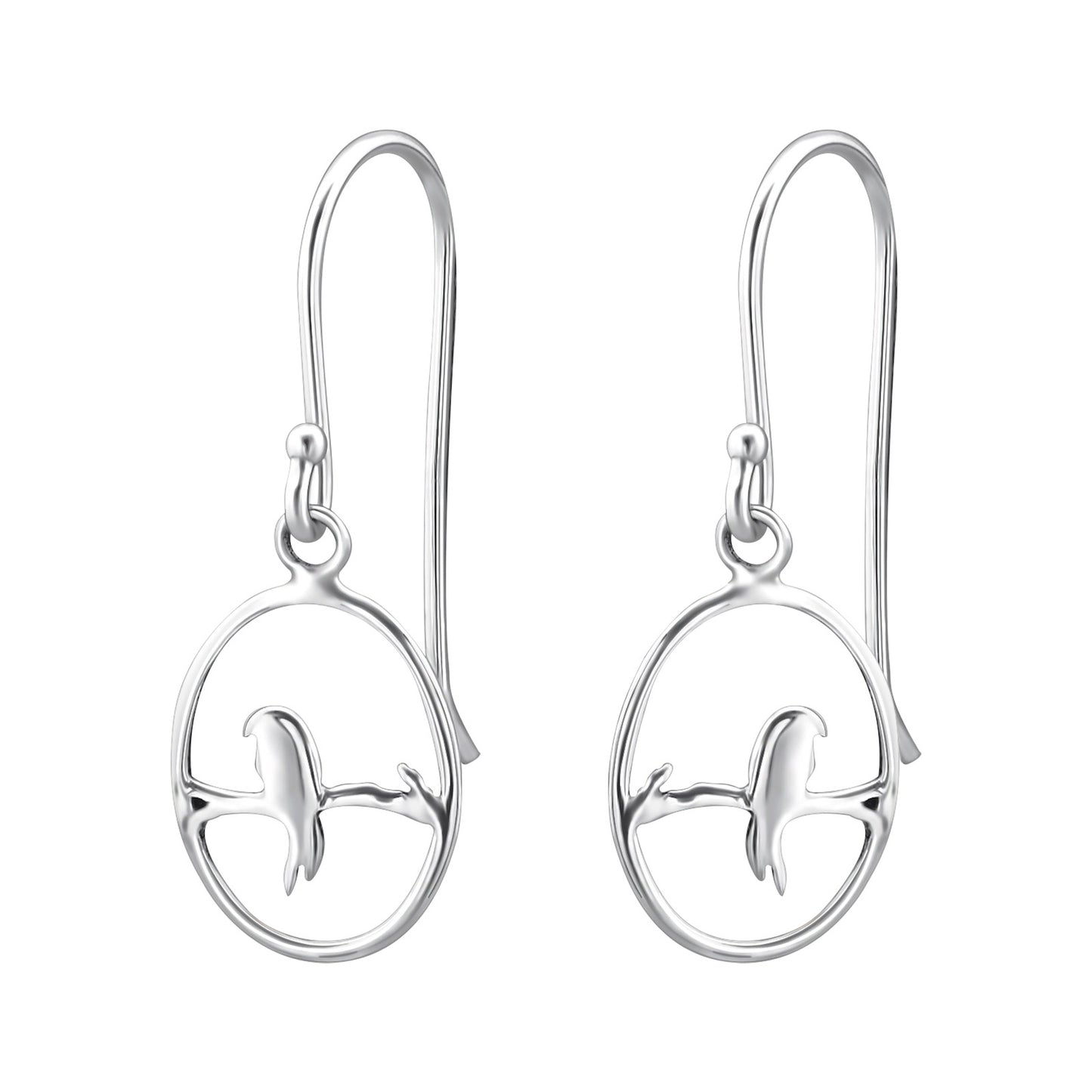 Sterling Silver Bird & Branch Drop Earrings