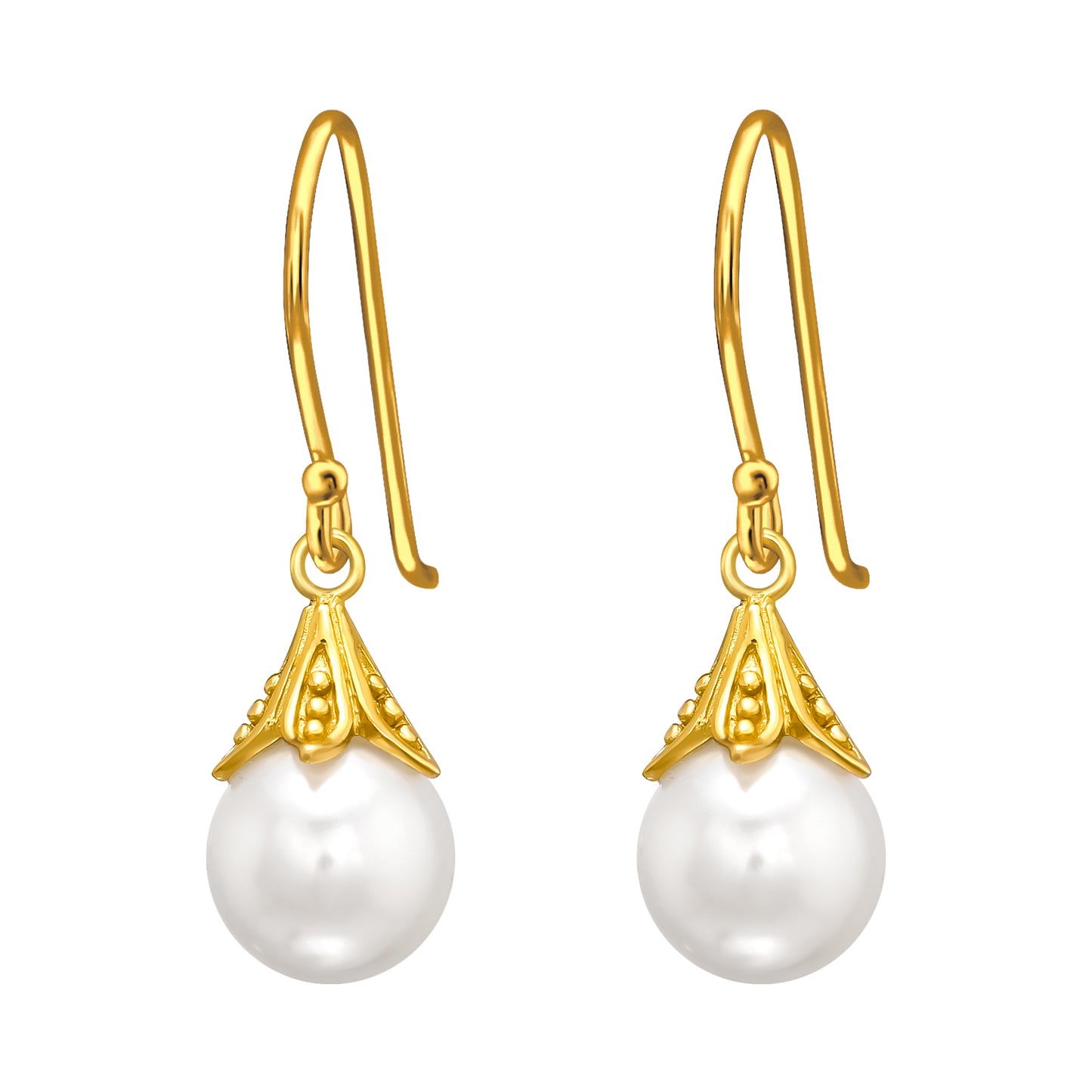 Faux Pearl & Sterling Silver 18k Gold-Plated Drop Earrings