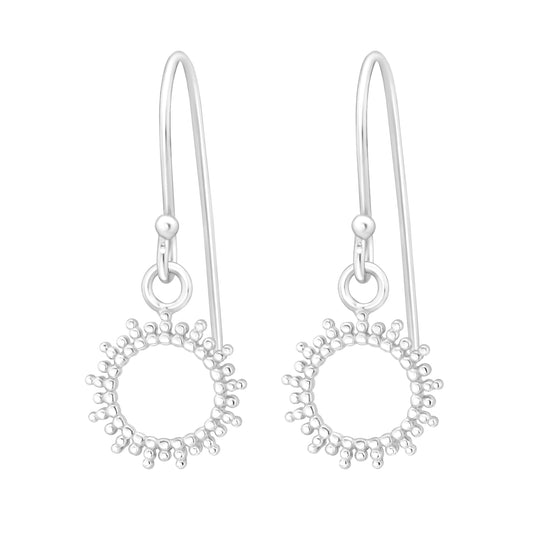 Sterling Silver Dotted Sun Drop Earrings