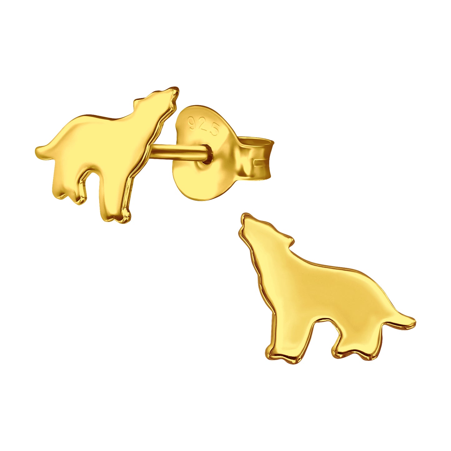 Sterling Silver 18k Gold-Plated Dog Stud Earrings