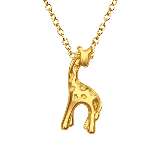 Sterling Silver 18k Gold-Plated Giraffe Pendant Necklace