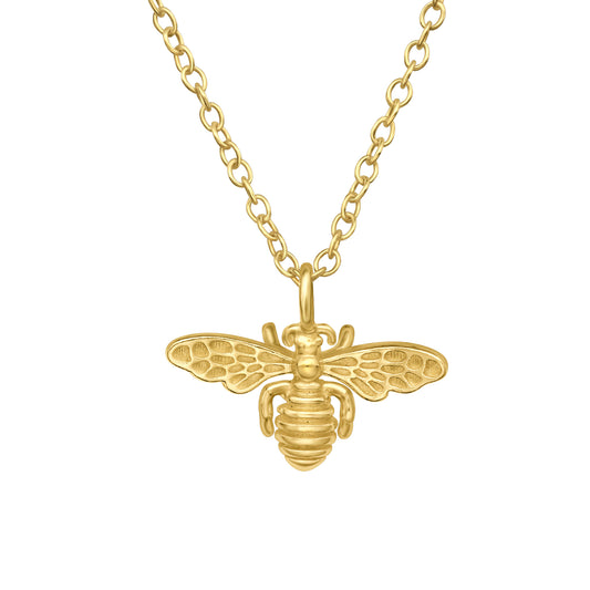 24kt Sterling Silver Bee Pendant Necklace