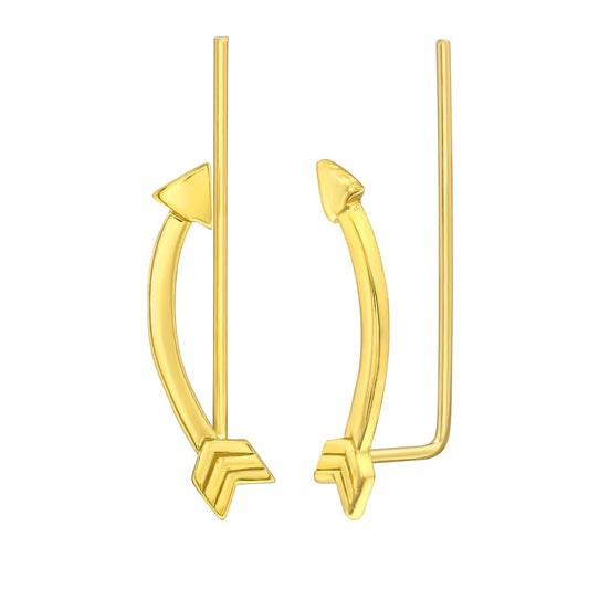 Sterling Silver 18k Gold-Plated Arrow Ear Climbers Earrings