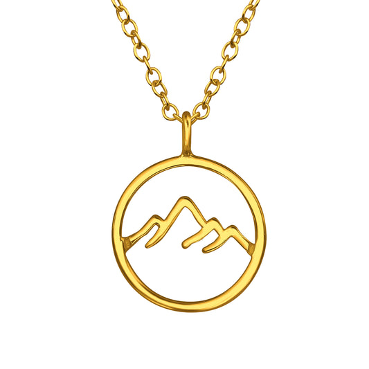 Goldtone Circular Mountain Pendant Necklace (11922-105, 112422-28)