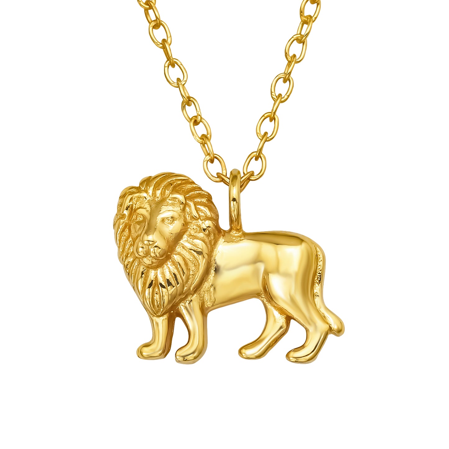 Sterling Silver 18k Gold-Plated Lion Pendant Necklace