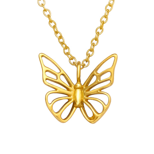 Sterling Silver 18k Gold-Plated Butterfly Pendant Necklace