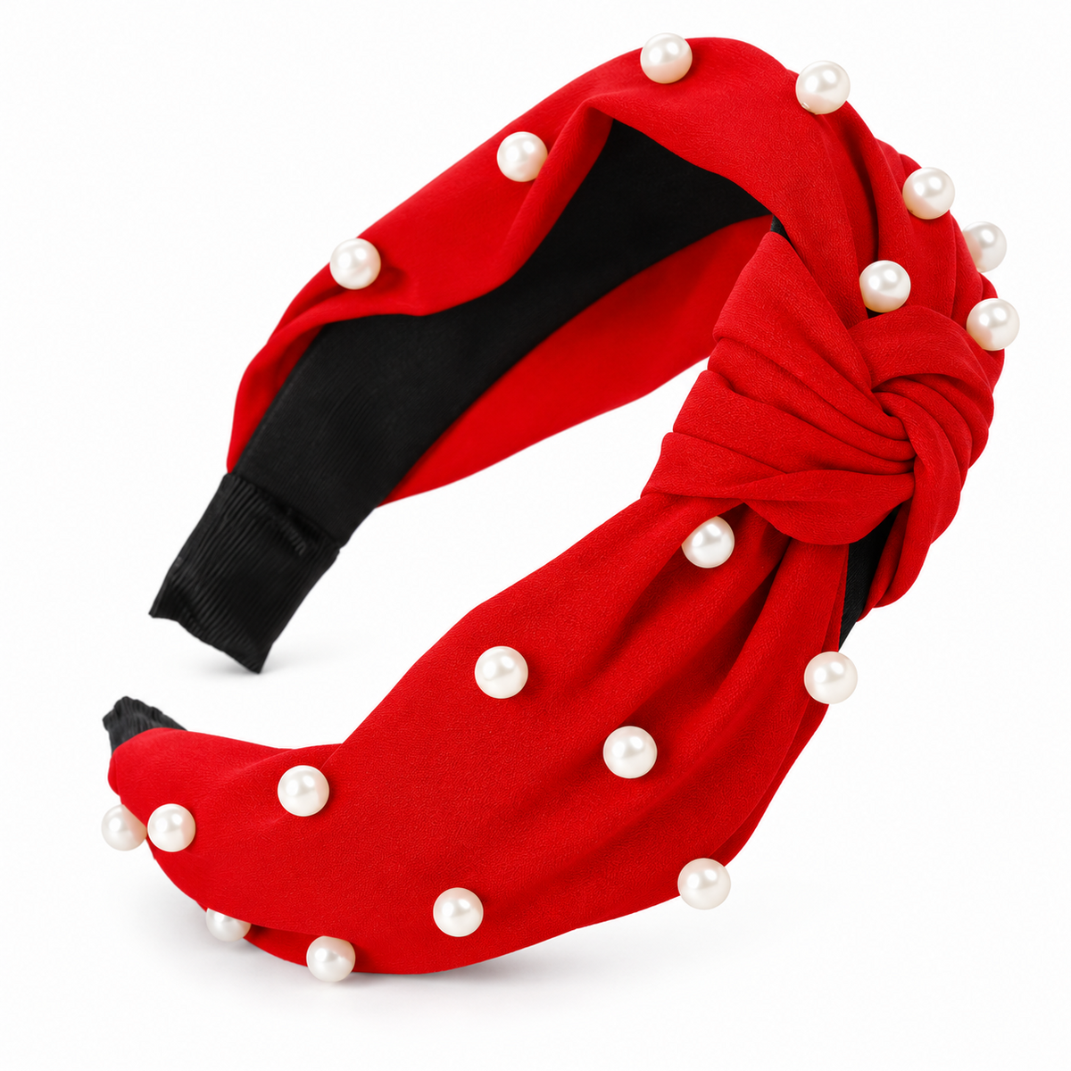 Red Faux Pearl Knotted Headband — alternate view, SKU 52920-38