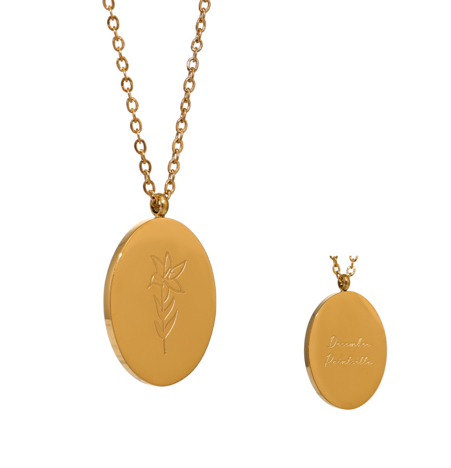 Goldtone Oval Birth Flower Necklace