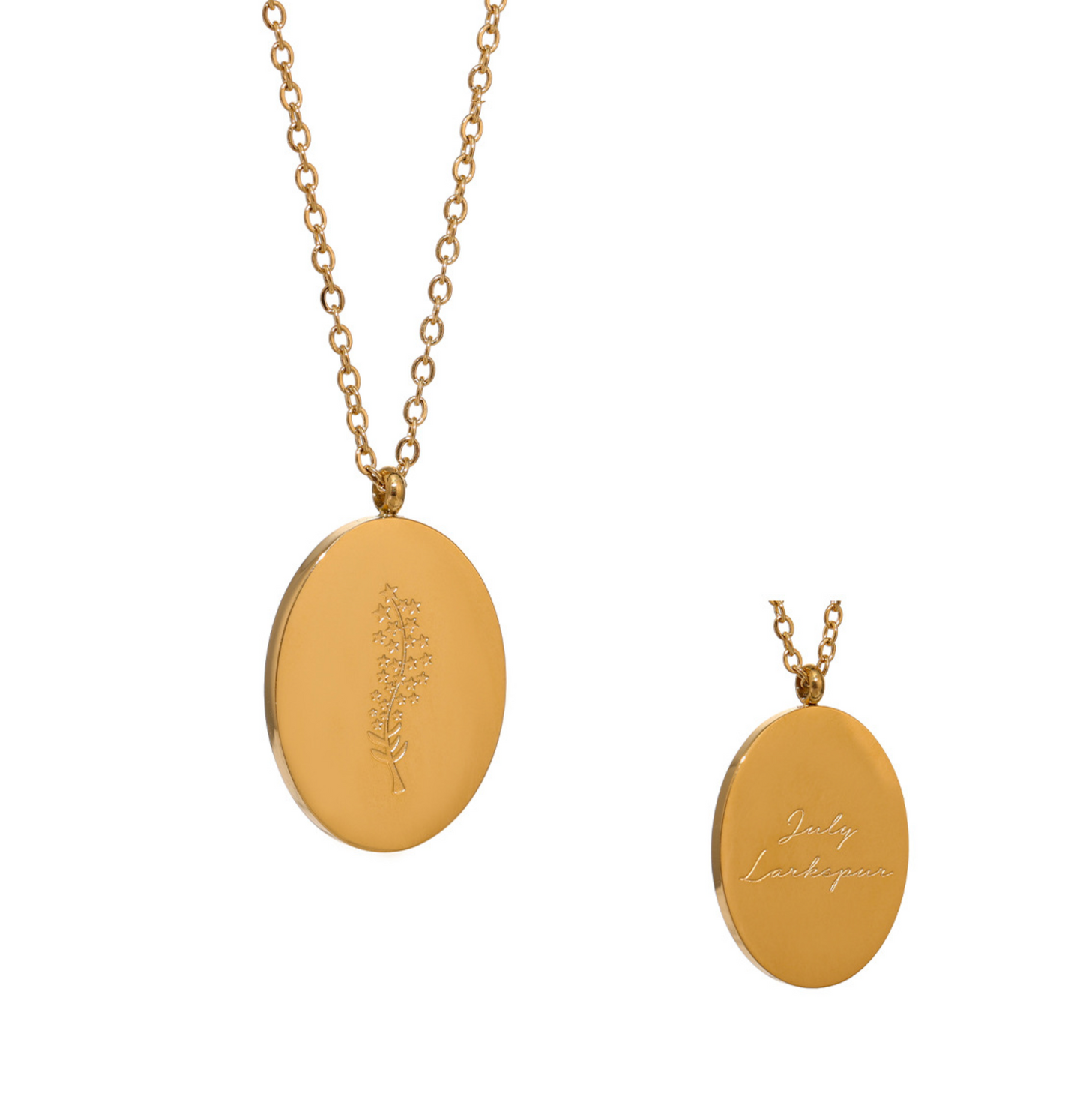 Goldtone Oval Birth Flower Necklace