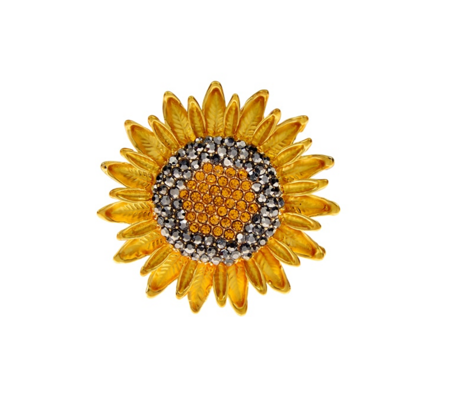 Yellow Crystal Sunflower Brooch