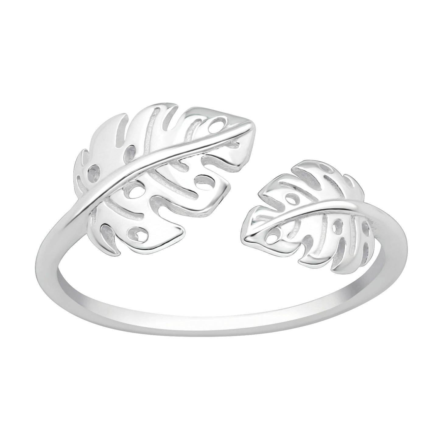 Sterling Silver Monstera Leaf Bypass RIng