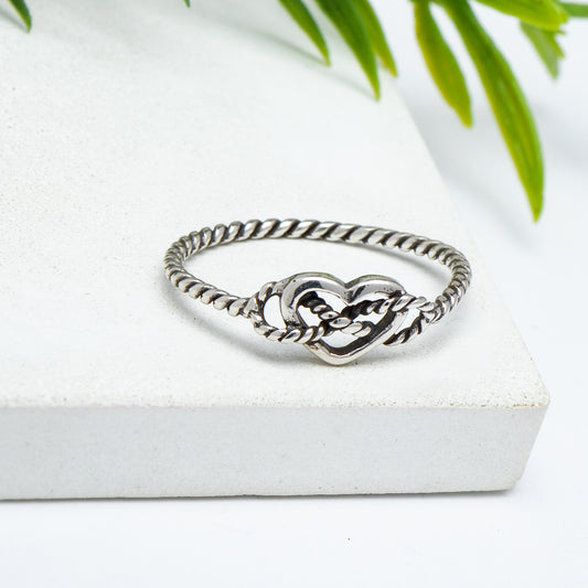 Sterling Silver Rope Heart Infinity Ring