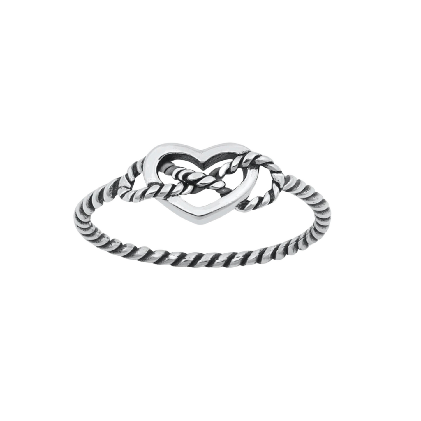 Sterling Silver Rope Heart Infinity Ring