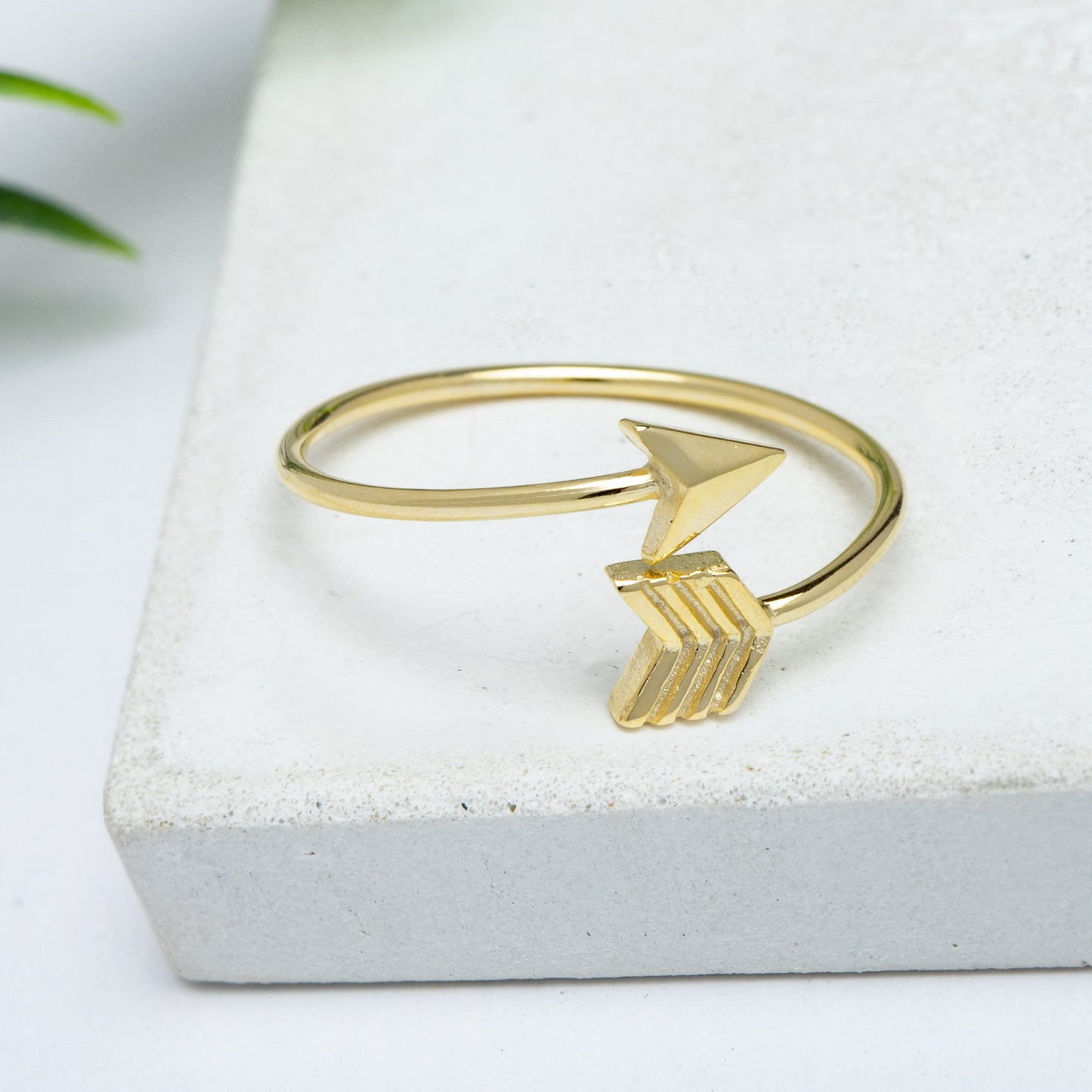 Sterling Silver 24k Gold-Plated Arrow Bypass Ring