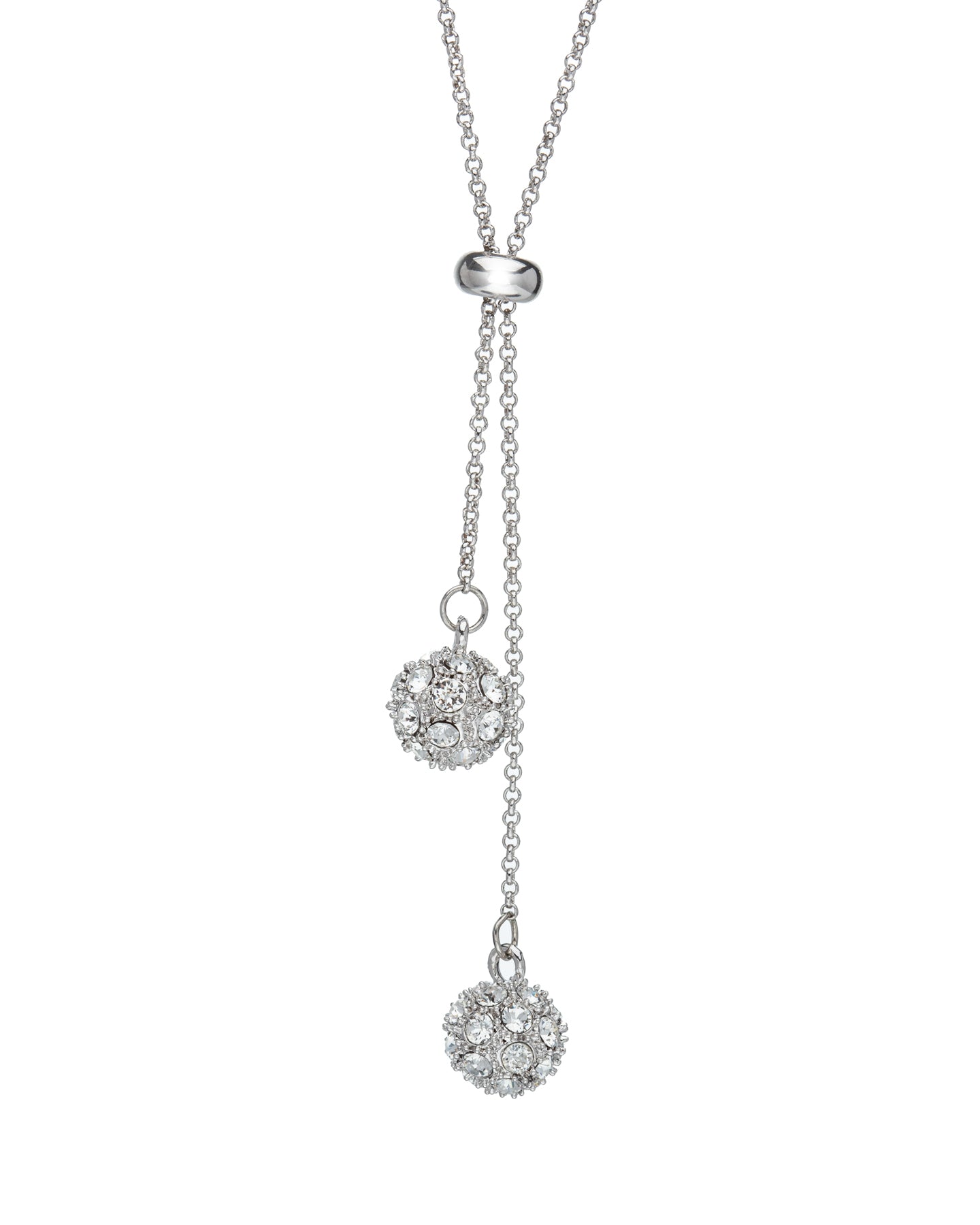 Crystal Drop Shamballa Ball Adjustable Necklace