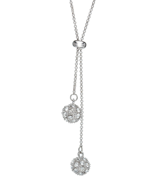 Crystal Drop Shamballa Ball Adjustable Necklace