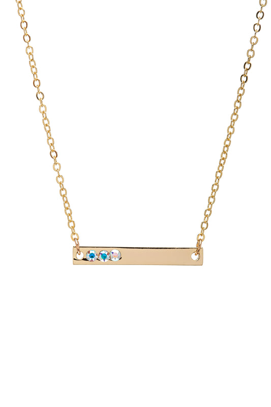 Goldtone Bar Necklace with Aurora Borealis Swarovski Crystals