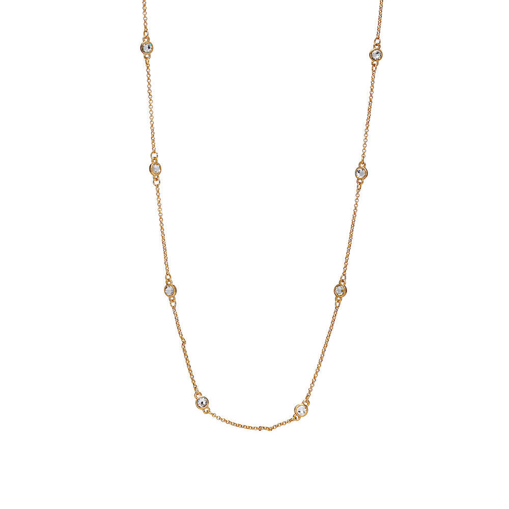 Classic Station Necklace with Swarovski Crystals – Gold or Rhodium Plated