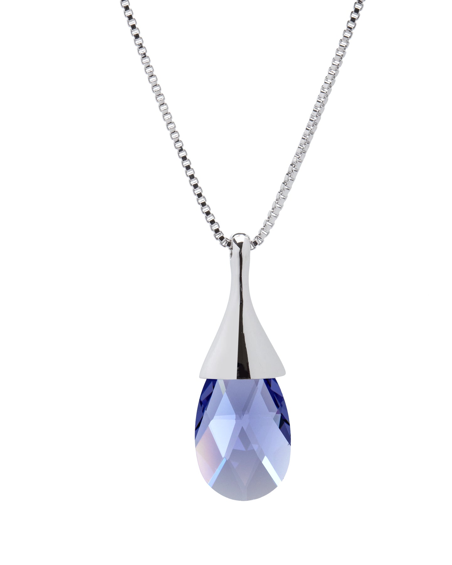 Teardrop Faceted Crystal Pendant Necklace