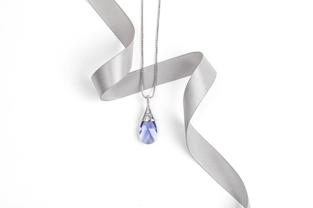 Teardrop Faceted Crystal Pendant Necklace