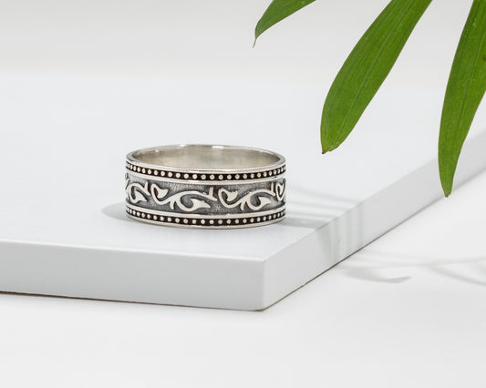 Sterling Silver Medieval Vine Ring Band Ring