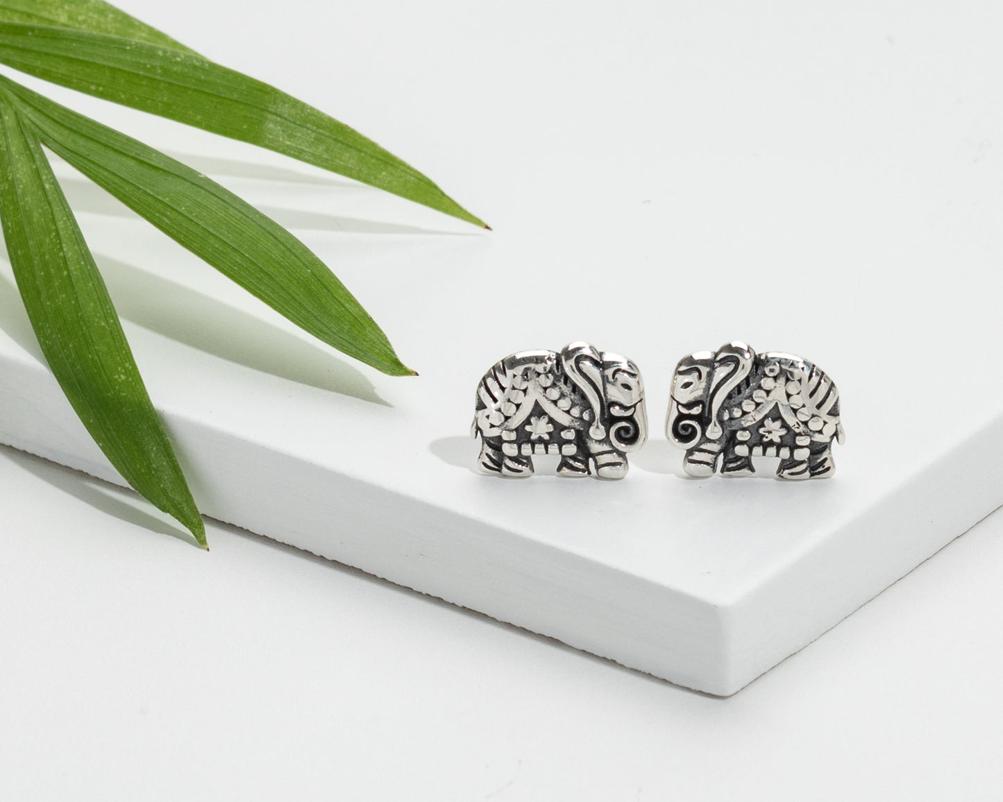 Sterling Silver Elephant Stud Earrings