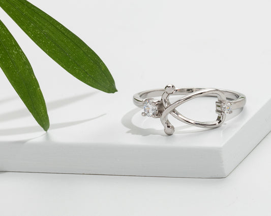 Cubic Zirconia & Sterling Silver Stethoscope Ring