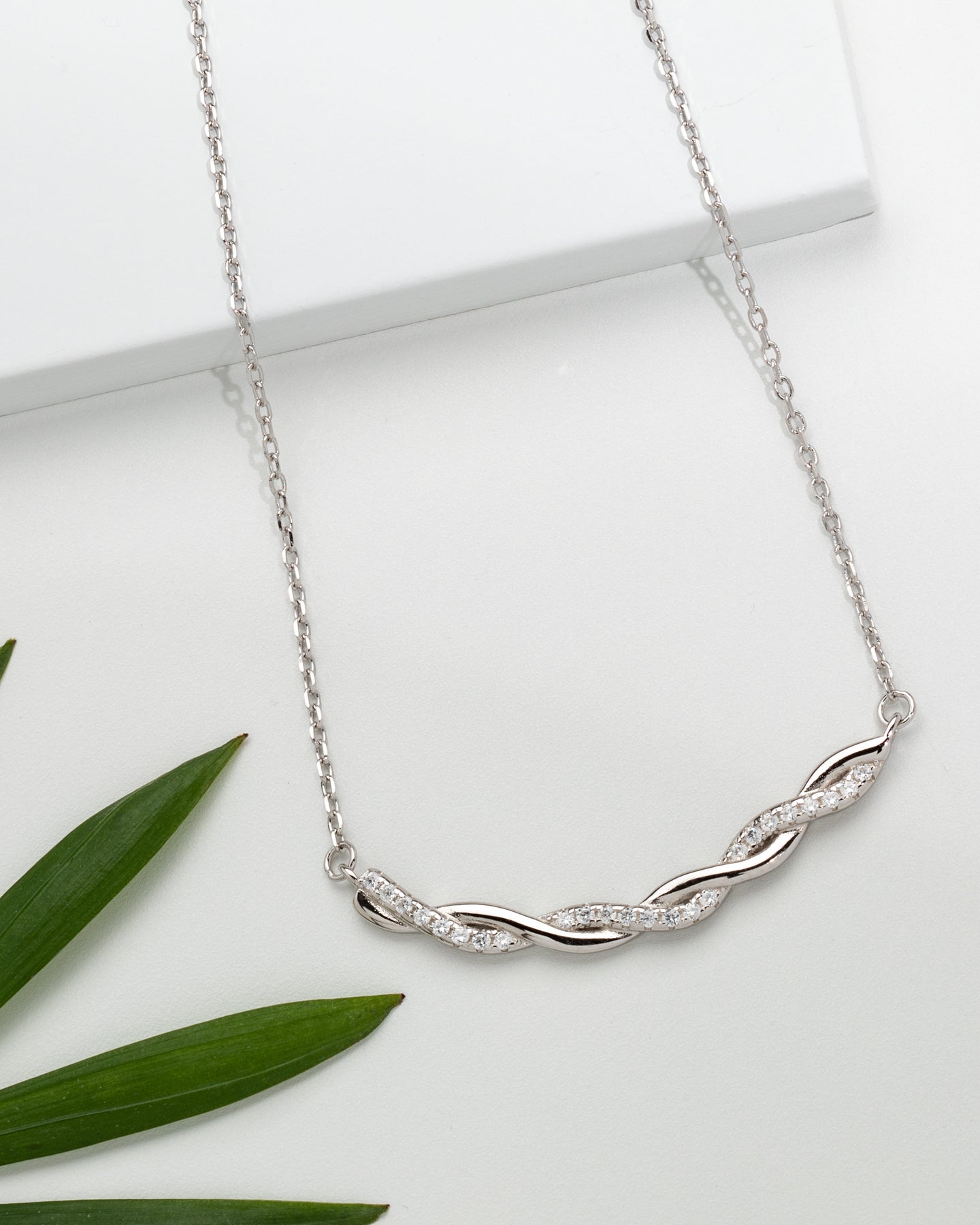 Sterling Silver & Cubic Zirconia Twisted Pendant Necklace