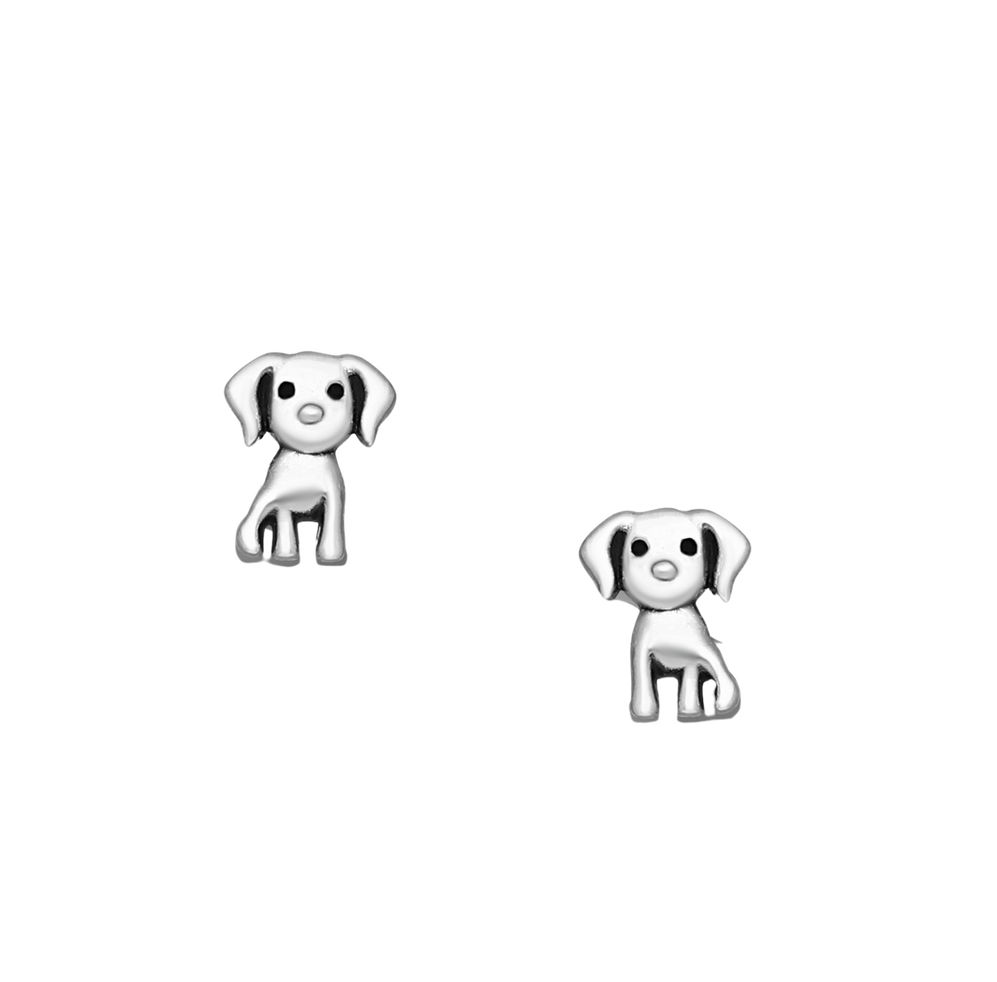 Sterling Silver Sweet Puppy Dog Stud Earrings