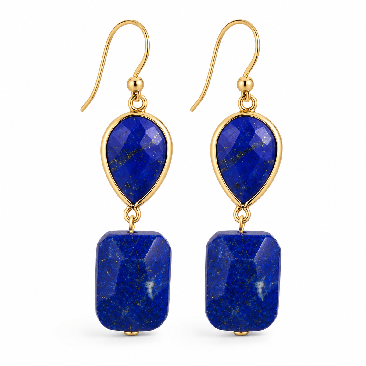 Goldtone Lapis Drop Earrings