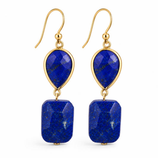 Goldtone Lapis Drop Earrings