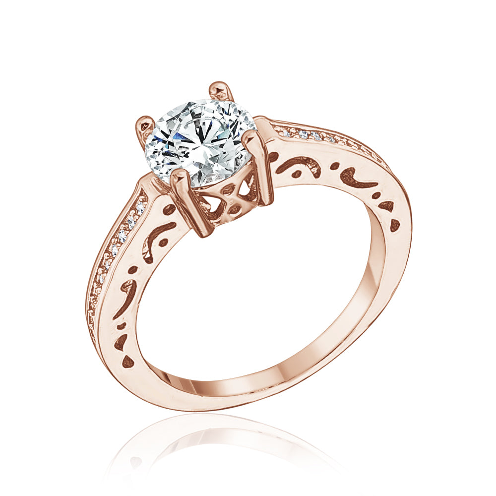 Rose Goldtone Clear Cubic Zirconia Solitaire Ring