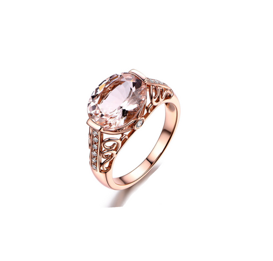 Rose Goldtone & Light Pink Oval CZ Ring