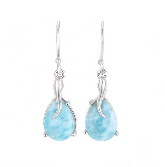 Sky Blue Larimar & Sterling Silver Drop Earrings