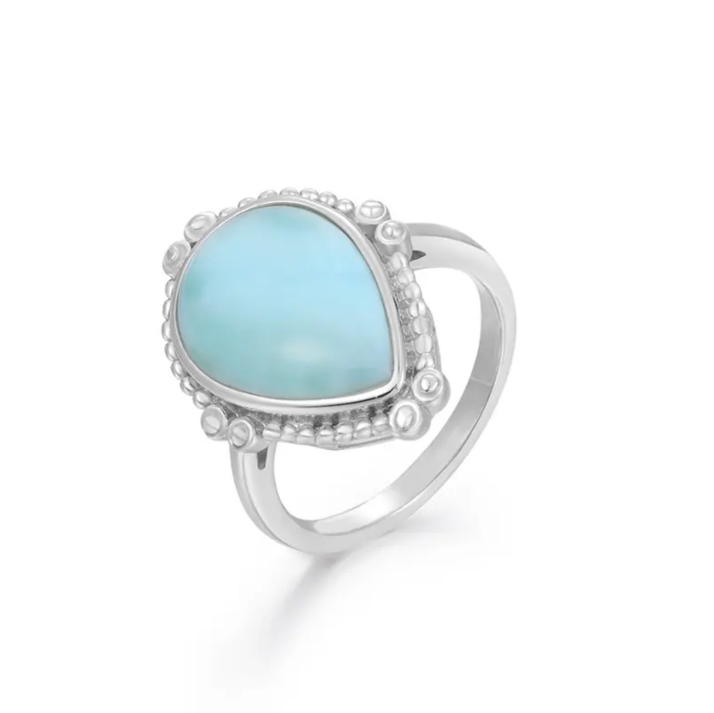 Sky Blue Larimar & Sterling Silver Teardrop Ring